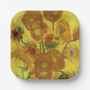 Plato De Papel Vincent van Gogh - Vase con quince girasoles