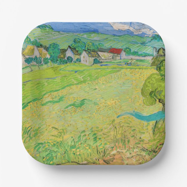 Plato De Papel Vincent van Gogh - Vista de los vagones cerca de A (Anverso)