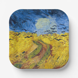 Plato De Papel Vincent van Gogh - Wheatfield con cuervos