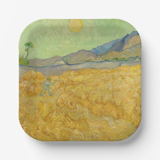 Plato De Papel Vincent van Gogh - Wheatfield con un pañal (Anverso)