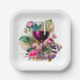 Plato De Papel Viñedo de Bodega  Vid