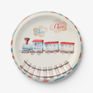 Plato De Papel Viñeta Chugga Choo Niño Rojo Cumpleaños