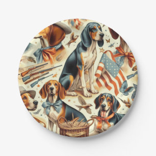 Plato De Papel Viñeta Coonhound Perro sin soldadura