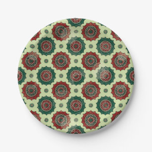 Plato De Papel Viñetas de círculo geométrico Boho Mandala 