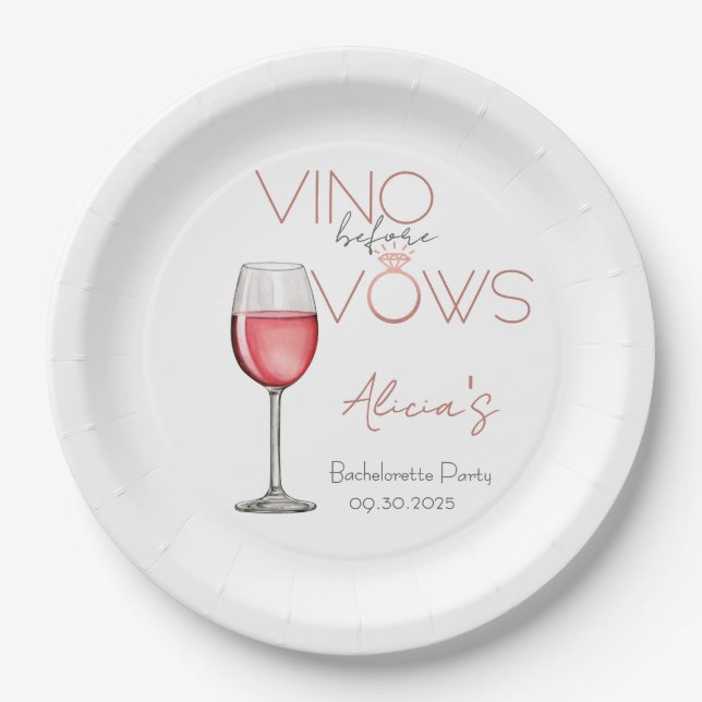 Plato De Papel Vino antes de la bachillerato/fiesta de novias (Anverso)