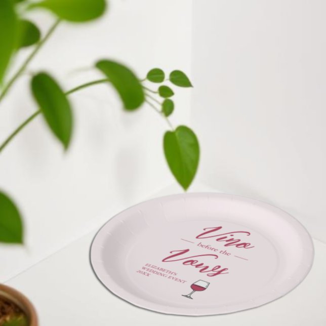 Plato De Papel Vino Antes De La Ducha Bridal Vows/Bachelorette (Subido por el creador)