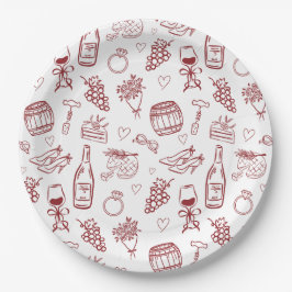 Plato De Papel Vino Before Vows Burgundy Bridal Shower