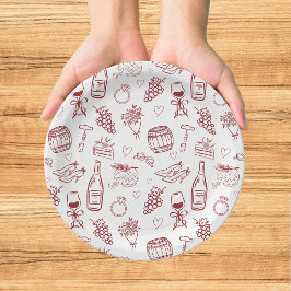Plato De Papel Vino Caprichoso Antes de los Votos Burgundy Desped