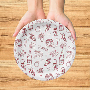 Plato De Papel Vino Caprichoso Antes de los Votos Burgundy Desped