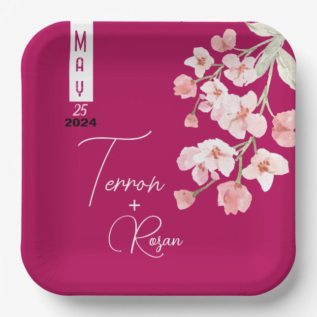 Plato De Papel Vino de flores (Anverso)