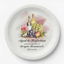 Plato De Papel Vino de la Perfección Fiesta de los 50 Años