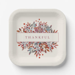 Plato De Papel Vino de marfil Berries y deja Personalizable botán