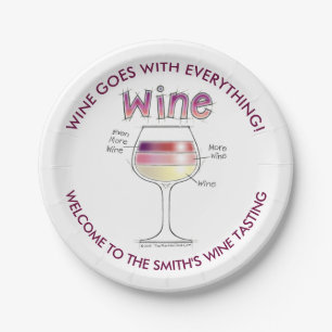 PLATO DE PAPEL VINO, MÁS VINO, AÚN MÁS VINO