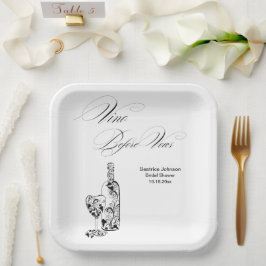 Plato De Papel Vino Minimalista elegante antes de presentar ducha