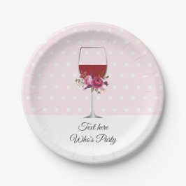 Plato De Papel vino tinto, cumpleaños adulto, boda, floral