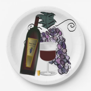 Plato De Papel Vino y uvas