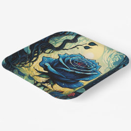 Plato De Papel Vinos Rosa azul 1