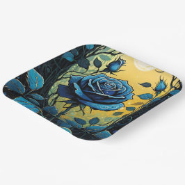 Plato De Papel Vinos Rosa azul 2