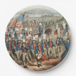 Plato De Papel Vintage 1862 Yankee Volunteers marcha en Dixie