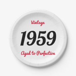 Plato De Papel Vintage 1959 Envejecido a la Perfección Fiesta de 
