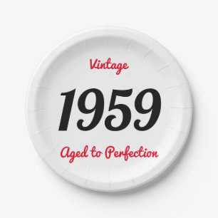 Plato De Papel Vintage 1959 Envejecido a la Perfección Fiesta de 