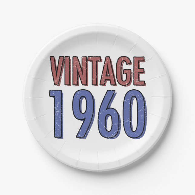 Plato De Papel Vintage 1960 60 cumpleaños (Anverso)