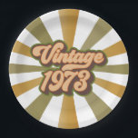 Plato De Papel Vintage 1973 50th Birthday Paper Plates<br><div class="desc">Celebra con estas inspiradas placas de papel de 50 años de 1973. Disponible en una variedad de formas y tamaños.</div>