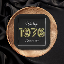 Plato De Papel Vintage 1976 Retro Birthday 50th Birthday