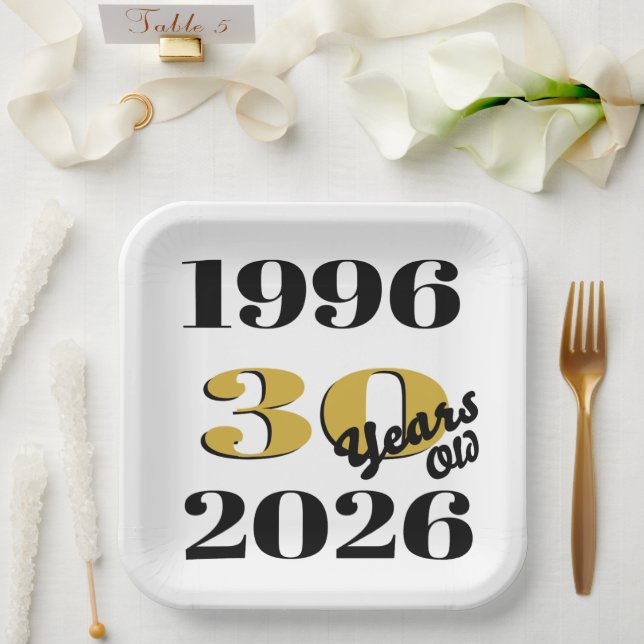 Plato De Papel Vintage 1996 Milestone 30 cumpleaños (Boda)