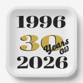 Plato De Papel Vintage 1996 Milestone 30th Birthday