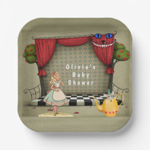 Plato De Papel Vintage Alice In Wonderland Chica Baby Shower