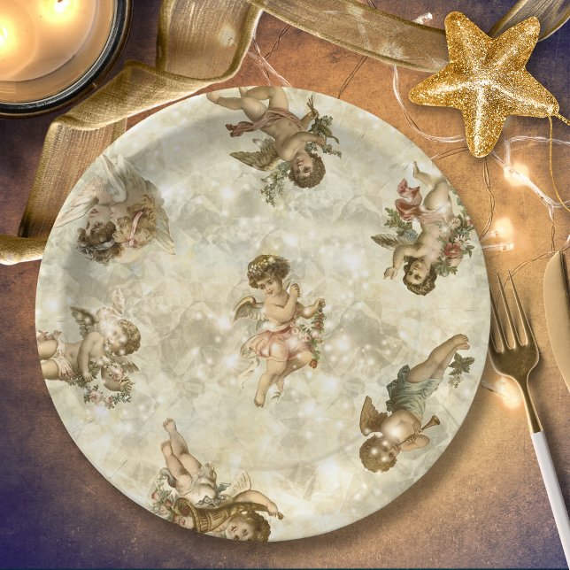 Plato De Papel Vintage Angels Glittering Gold ID136 (Subido por el creador)