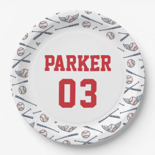 Plato De Papel Vintage Baseball All Star Birday Red