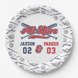 Plato De Papel Vintage Baseball All Star Joint Birday