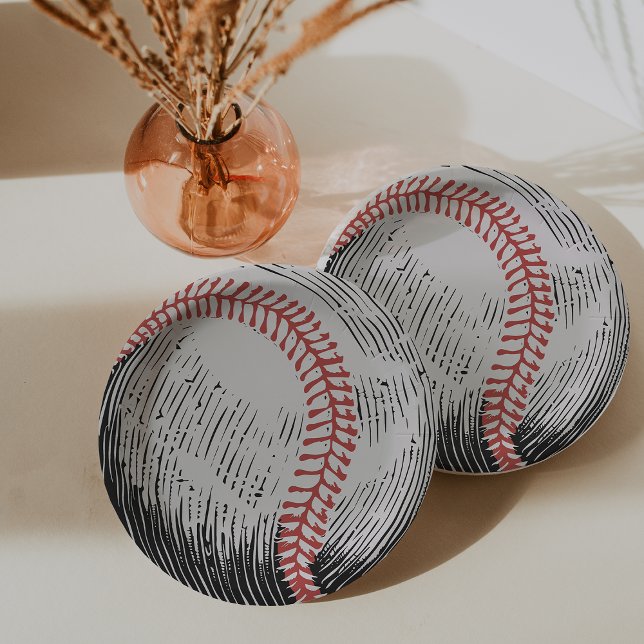 Plato De Papel Vintage Baseball Birthday (Vintage Baseball Birthday Paper Plates)