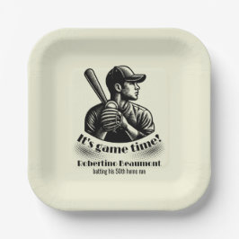 Plato De Papel Vintage Baseball Player Men's 50th Birthday