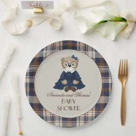 Plato De Papel Vintage Bear Girl Baby Shower 