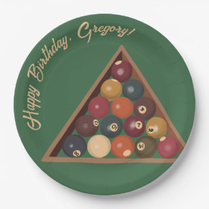 Plato De Papel Vintage Billiard Balls Personalizado Mesa de billa