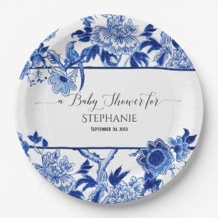 Plato De Papel Vintage Bird Chinoiserie Marina Floral Baby Shower