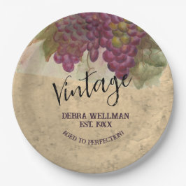 Plato De Papel Vintage Birthday Rustic Wine Country Personalizado