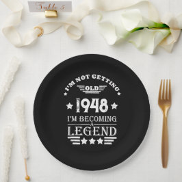 Plato De Papel Vintage blanco negro personalizado de 75 años