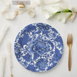 Plato De Papel Vintage Blue and White Chintz