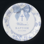 Plato De Papel Vintage Blue Bow Floral Baptism Christening<br><div class="desc">These pretty baptism,  christening paper plates feature an elegant blue bow and stylish typography with a floral background and can be personalized with your name and special date. Designed by Thisisnotme©</div>