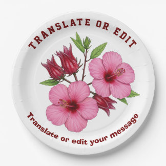 Plato De Papel Vintage Botanical Hibiscus Flower edit