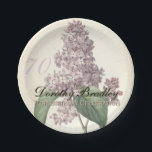 Plato De Papel Vintage Botanical Lilac 70th Birthday Party PP<br><div class="desc">Personalizable 70th Birthday Celebration Placa de papel con Vintage Botanical Watercolour de mauve lilac de Pierre-Joseph Redouté. Puede cambiar fácilmente el texto (color, fuente, tamaño y posición) haciendo clic en el botón personalizar. Nopa de papel, invitación, libro de invitados (cuaderno de espiral y tapa dura), caja de favores y más......</div>