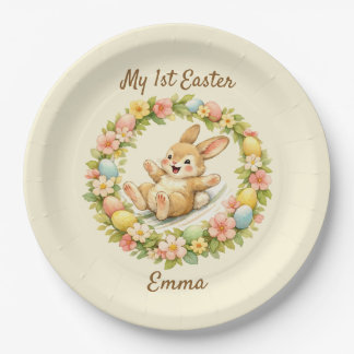 Plato De Papel Vintage Bunny My First Easter