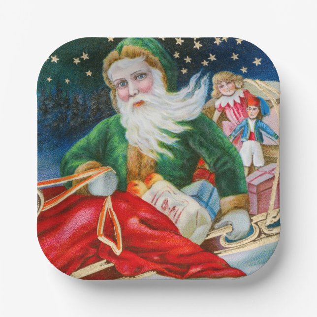 Plato De Papel Vintage Christmas (Anverso)