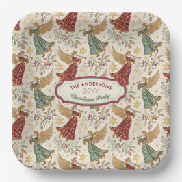 Plato De Papel Vintage Christmas Angels Custom Disposable