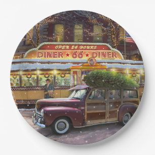 Plato De Papel Vintage Christmas Diner