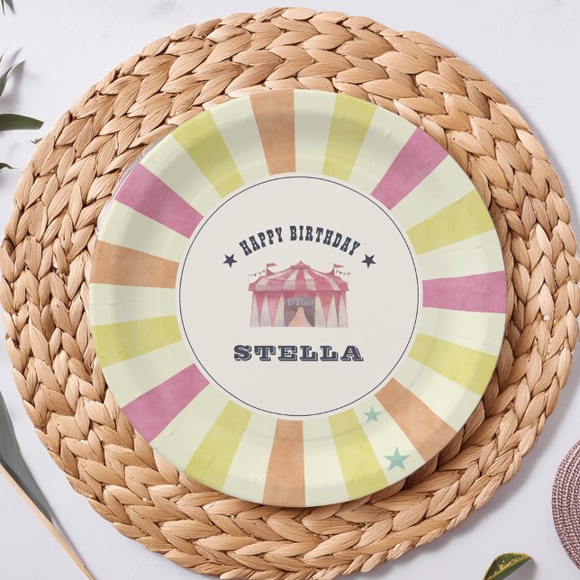 Plato De Papel Vintage Circus Personalized Birday Party (Subido por el creador)